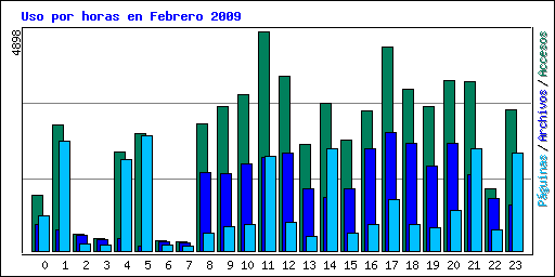 Uso por horas en Febrero 2009