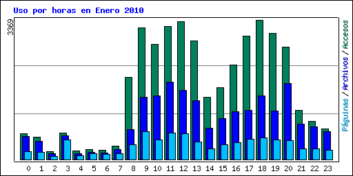 Uso por horas en Enero 2010