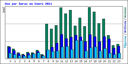 Uso por horas en Enero 2011